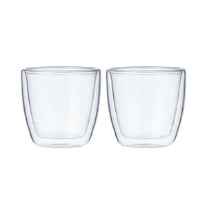 Leaf & Bean Double Wall Glass 2pcs Set Clear - Small