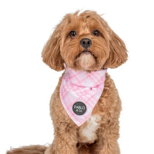 Pet: Pink Houndstooth Dog Bandana