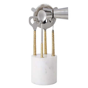 Davis & Waddell Twisted Gold Handle and Marble Bar Set