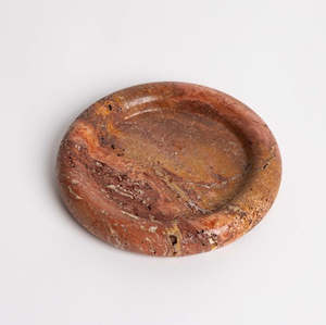 tray: Bay Round Tray Burnt Travertine