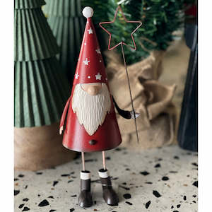 Christmas: Metal Standing Santa w Stars on Hat
