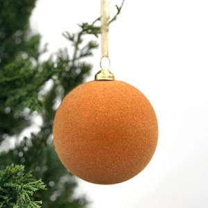 Christmas: Flocked Bauble Amber