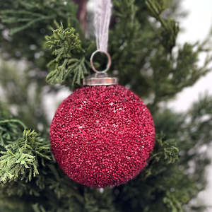 Red Texture Glass Bauble 7.5cm