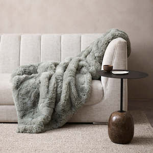 Pele Faux Fur Throw Seafoam