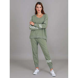 Jamie 2 Stripes Sweater Sage Leaf