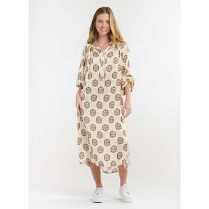 Valley Dress Print Beige OS