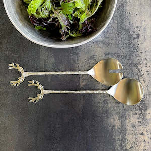 Oh Deer Brushed Gold Salad Servers