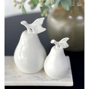Pear Sculpture Set 2 White