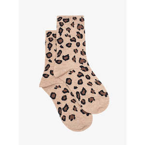 Leopard Print Socks Natural