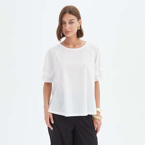 Ruffle Sleeve Top White