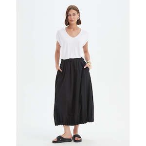 Tirelli: Pin Tuck Hem Skirt Black