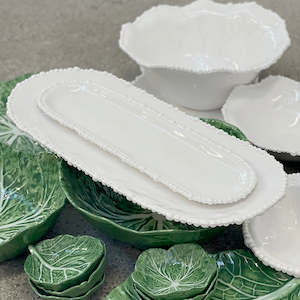 Serving Table: Melamine Pearl Platter White 45cm