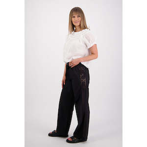 Pants: Sunshine Black Cotton Poplin Pant