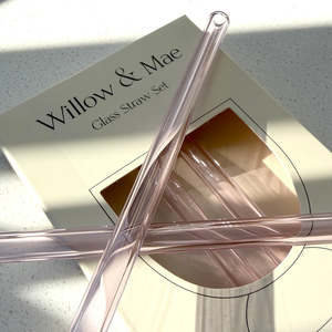 Eco Living: Cocktail Glass Straw Pk4 Pink