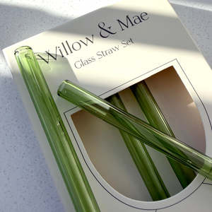 Eco Living: Cocktail Glass Straw Pk4 Green