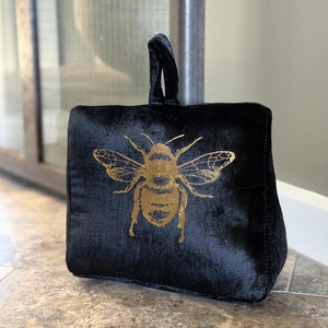 Homewares Living: Velvet Bee Doorstop Black/Gold