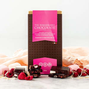 Remarkable Chocolate Block Marshmallow, Toasted Coconut & Raspberry Crumble