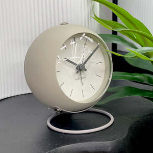 Room Decor: Globe Alarm Clock Warm Grey
