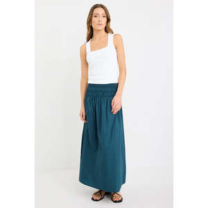 Entourage Petrol Shirred Waist Skirt