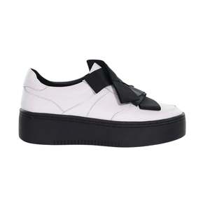 Footwear: Yoko - White Black Ribbon Black Sole