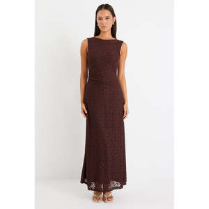 Backlit Chocolate Lace Sleeveless Maxi Dress