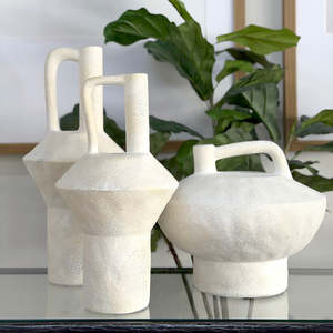 Homewares Living: Stevie Resin Vase Textured White