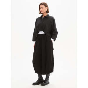 Jersey Pin Tuck Hem Skirt Black