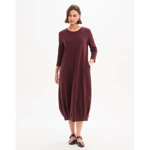Banded Hem Jersey Dress Mulled Wine