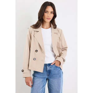 Pathway Taupe Cropped Trench Jacket