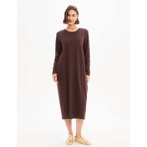 Apparel: Stripe Back Ovoid Dress Chocolate