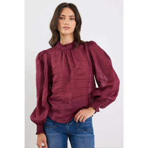 Apparel: Poet Burgundy Plum Sheer Top