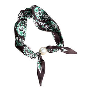 Pearl Bow Fasten Neck Tie Cocoa Vine