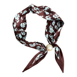 Jewellery: Pearl Bow Fasten Neck Tie/  Evening Floral