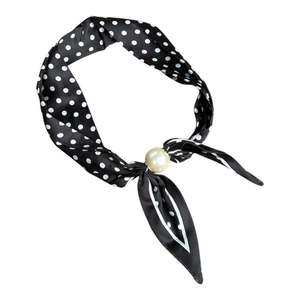 Pearl Bow Fasten Neck Tie Classic Polka