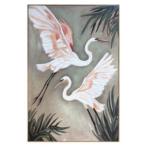 Tropical Herons Framed Canvas
