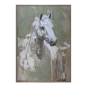 White Horse Framed Canvas