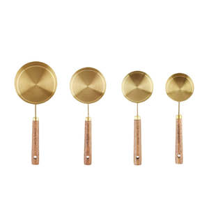 Kitchen Table: Vintage Gold Measuring Cups Set4