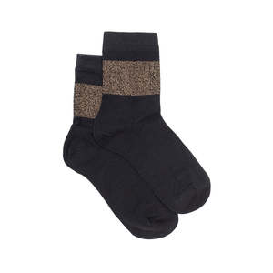 Footwear: Lurex Band Sock Midnight Gold