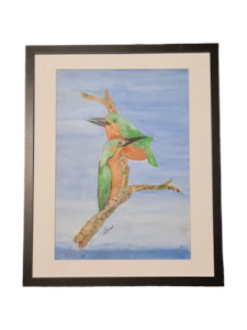 Recommended: Stunning Acrylic Painting in Wooden Frame - Brown, Blue, and Green Hues