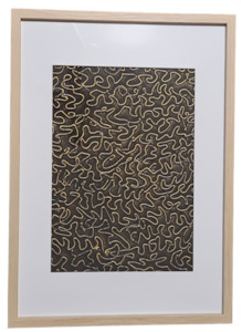 Portrait Paintings: Textured Abstract Art: Black and Gold, Paper Sculpture Design