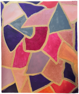 Abstract Portrait: Red, Silver, Bold Colors, Modern & Formal