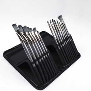 Cross Border 16 Nylon Oil Painting Brush Set Canvas Bag