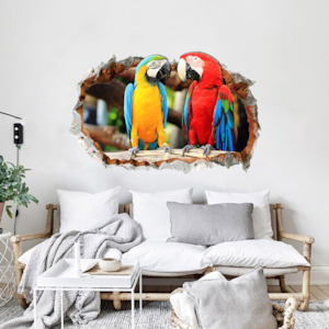 Wall Stickers: Blue & Yellow Macaw Wall Sticker - Tropical Decor, PVC, 40x60cm