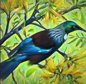 Tui in a Kowhai tree - Art In Bloom Academy