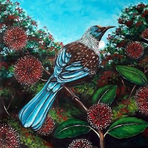 Tui in a Pohutukawa Tree - Art In Bloom Academy
