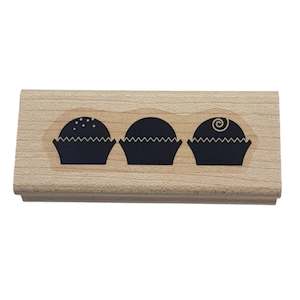 arts and crafts: Cupcakes Wooden Rubber Stamp