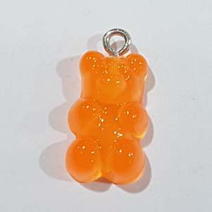 Glass Beads: Orange Gummy Bear Charm Pendant