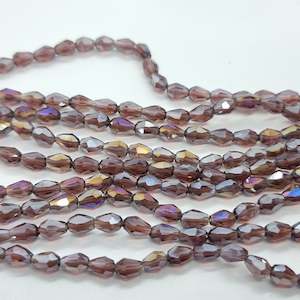 Crystal Glass Beads: Tiny Purple Crystal Glass Drop Beads Approx 65pc