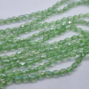 Crystal Glass Beads: Light Green Crystal Glass Drop Beads Approx 65pc