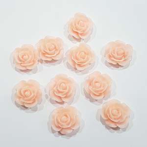 Acrylic Resin Wood: 10pc Peach Resin Flower Cabochons